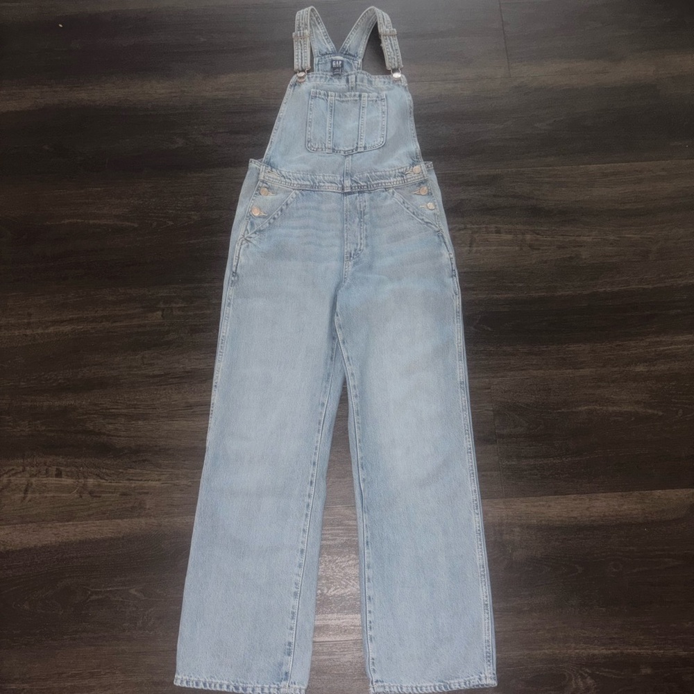Gap Denim Light Wash Denim Overalls Womens XXL Light Wash Distressed